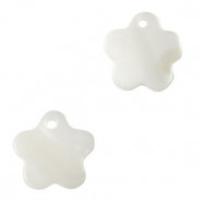 Shell charm round 8mm Flower 10-11mm White